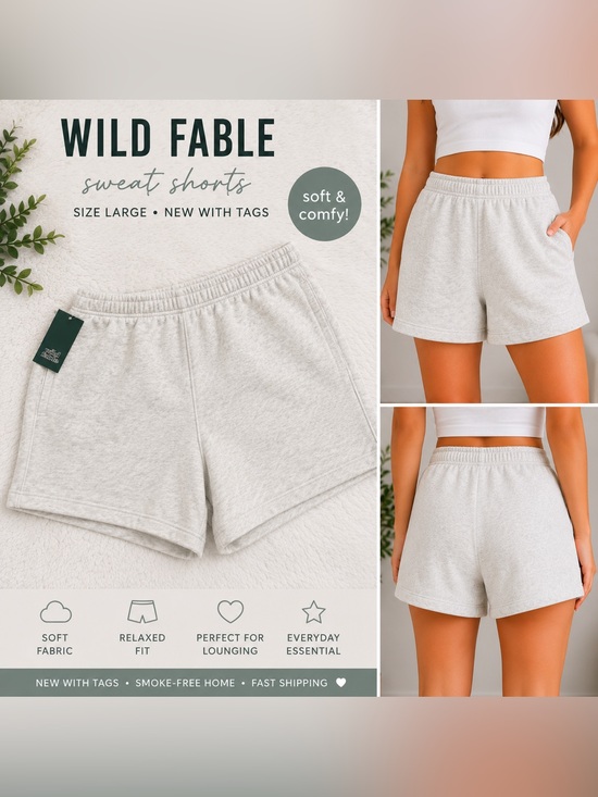 wild fable Pants - Wild Fable Sweat Shorts Women’s Large Heather Gray Lounge Shorts NWT